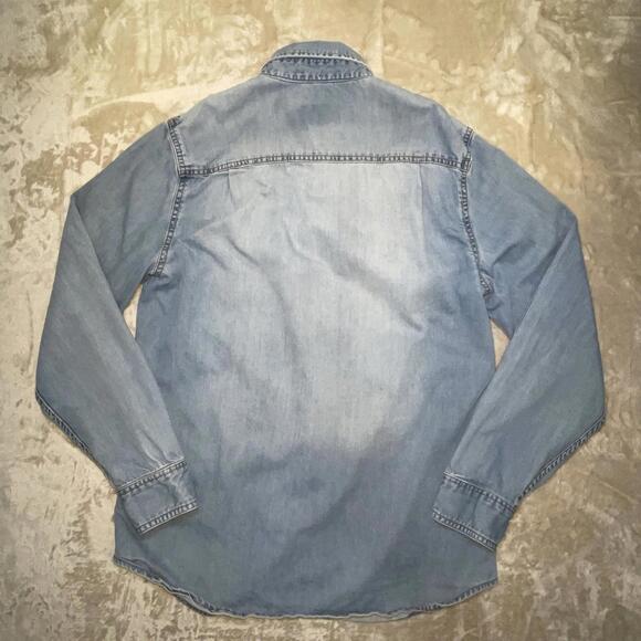 VTG Altamont Binders Shirt Mens LARGE Blue Button Snap Long Sleeve Pockets 90s - Picture 11 of 12